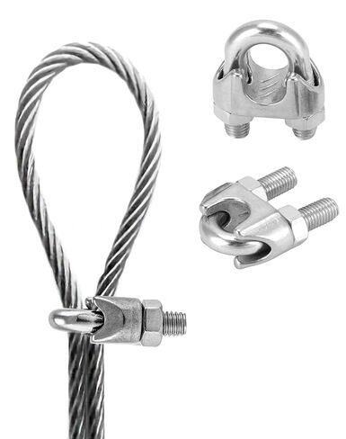 QWORK M16 Wire Rope Clamp 5/8" Cable Clip Set, 10 Pcs 304 Stainless Steel U Bolt for Rigging, Flag Line & Tent Support in Saudi Arabia