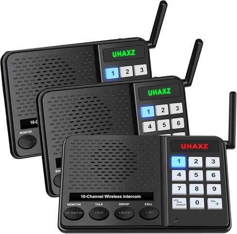 Intercoms Wireless for Home, Long Range Intercom 6000ft, 10 Channel Home Intercom System with Group Call, Clear Sound, Room to Room Intercoms, House Intercom System for Business(3 Packs) in Kuwait