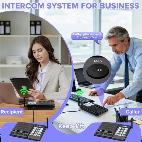 Intercoms Wireless for Home, Long Range Intercom 6000ft, 10 Channel Home Intercom System with Group Call, Clear Sound, Room to Room Intercoms, House Intercom System for Business(3 Packs) in Kuwait
