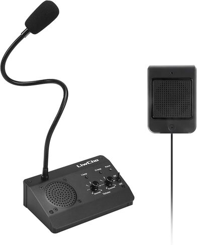 Dual-Way Window Intercom,Window Speaker System,Anti-Interference Intercommunication Microphone.for Business,Bank,Office,Hospital,Counter,Store,Station,School,Ticket Window (Black) in Saudi Arabia