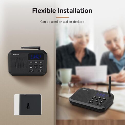 Retekess TH201 اتصال داخلي لاسلكي للمنزل، اتصال داخلي بدون استخدام اليدين، طويل المدى 1 ميل، 22 قناة، VOX، رعاية في الوقت الحقيقي، مكالمات جماعية، اتصال داخلي في الوقت الحقيقي ثنائي الاتجاه للمنزل والأعمال in Saudi Arabia