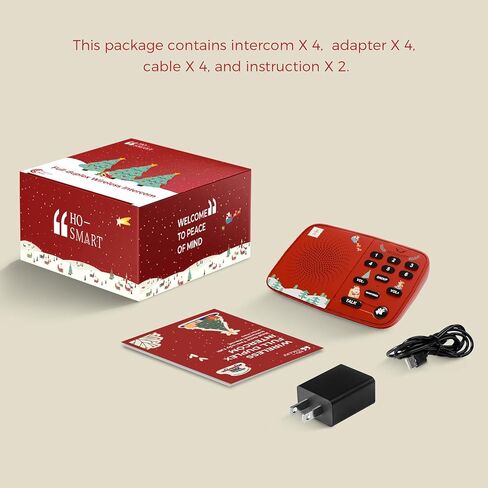 Hosmart UltraSpeak Intercoms Wireless for Home, Holiday Christmas Edition Intercom System for Home Use, Clear Sound Intercom for Business with 1300 Ft Range, Gift for Family Friend Elderly(4Packs) in Kuwait