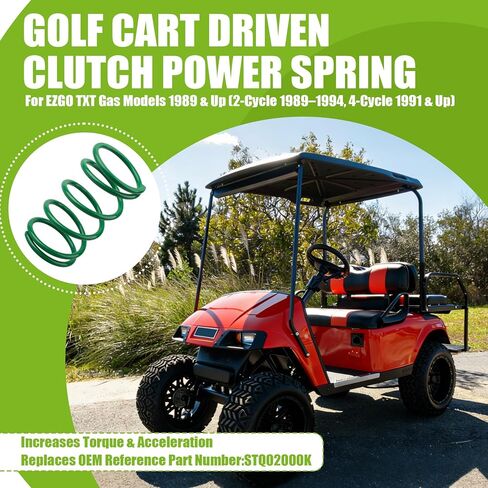 زنبرك طاقة القابض المُدار بعربة الجولف لنماذج غاز EZGO TXT 1989 وما فوق (دورتان 1989-1994، 4 دورات 1991 وما فوق) يزيد من عزم الدوران والتسارع. يحل محل رقم الجزء المرجعي OEM: STQ02000K in Kuwait