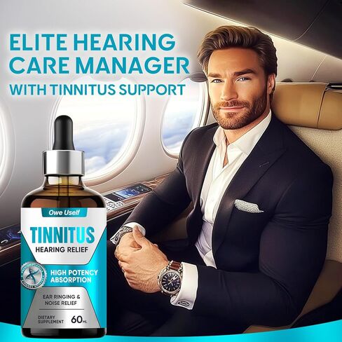 تخفيف طنين الأذن من طنين الأذن، قطرات تخفيف طنين الأذن سريعة المفعول - حل طبيعي للعناية بالأذن لتقليل الرنين والطنين، وتعزيز الوضوح السمعي والراحة للرجال والنساء، 60 مل in Kuwait