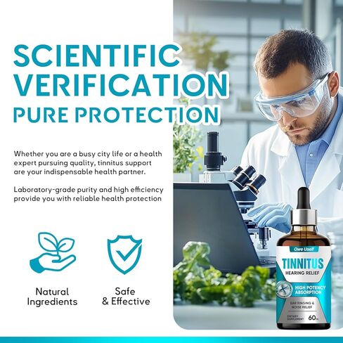 تخفيف طنين الأذن من طنين الأذن، قطرات تخفيف طنين الأذن سريعة المفعول - حل طبيعي للعناية بالأذن لتقليل الرنين والطنين، وتعزيز الوضوح السمعي والراحة للرجال والنساء، 60 مل in Kuwait