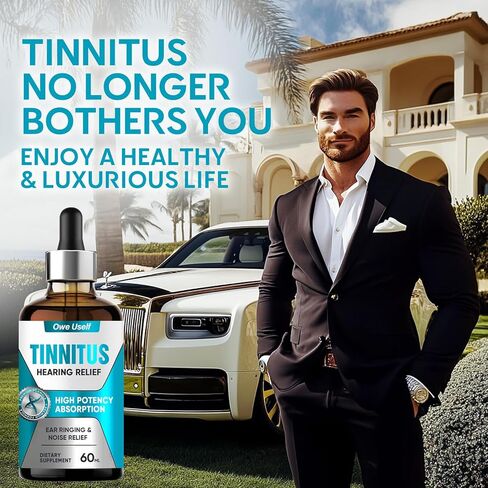تخفيف طنين الأذن من طنين الأذن، قطرات تخفيف طنين الأذن سريعة المفعول - حل طبيعي للعناية بالأذن لتقليل الرنين والطنين، وتعزيز الوضوح السمعي والراحة للرجال والنساء، 60 مل in Kuwait