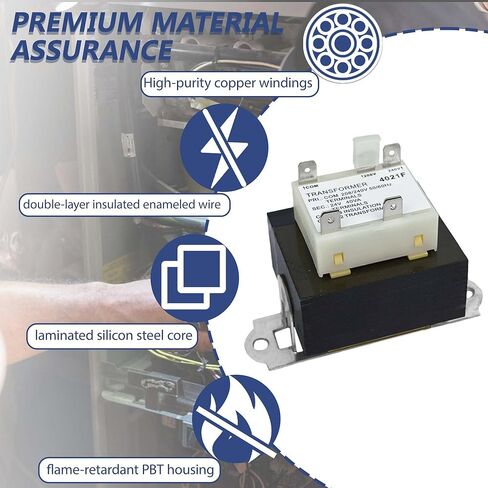 محول HT01CN241 40 فولت أمبير، 208/240 فولت إلى 24 فولت، متوافق مع أنظمة Heil، Carrier، Tempstar، Payne، ICP، Arcoaire HVAC، يستبدل 1172028 BE28316007 in Kuwait