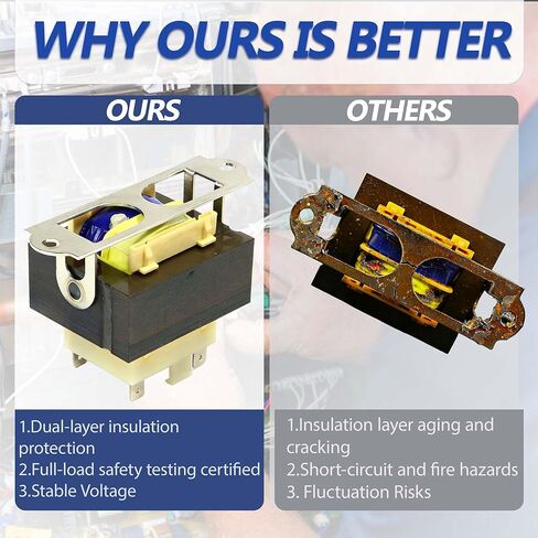 محول HT01CN241 40 فولت أمبير، 208/240 فولت إلى 24 فولت، متوافق مع أنظمة Heil، Carrier، Tempstar، Payne، ICP، Arcoaire HVAC، يستبدل 1172028 BE28316007 in Kuwait