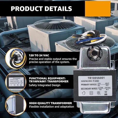 TR100VA001 Transformer 120 to 24 Vac 100Va with Circuit Breaker, Foot and Single Threaded Hub Installation for Industrial, Heating, Air Conditioning Control Applications Replace TR100VA001 in Kuwait