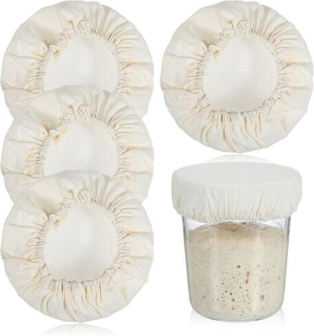 4PCS Sourdough Starter Cover, 3.54-Inch Reusable Breathable Jar Covers for Sourdough, Suitable for Starter Container Wide Mouth Baking Supplies in Saudi Arabia