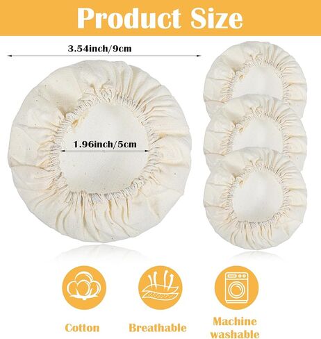4PCS Sourdough Starter Cover, 3.54-Inch Reusable Breathable Jar Covers for Sourdough, Suitable for Starter Container Wide Mouth Baking Supplies in Saudi Arabia