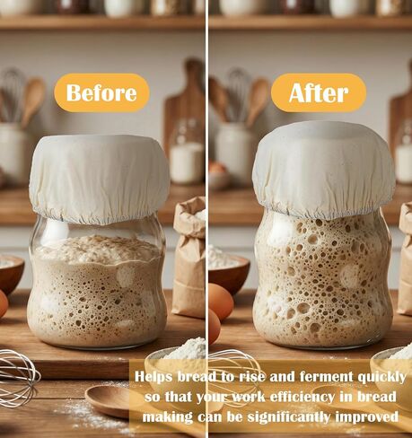 4PCS Sourdough Starter Cover, 3.54-Inch Reusable Breathable Jar Covers for Sourdough, Suitable for Starter Container Wide Mouth Baking Supplies in Saudi Arabia