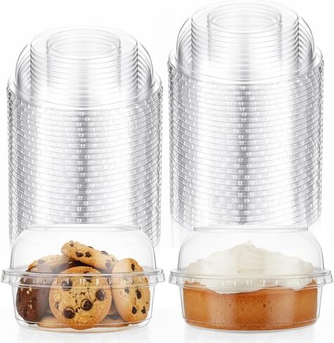 50 عبوة بقطر 117 مم من الأغطية المسطحة الشفافة للحاويات البلاستيكية وأغطية مستديرة مرتفعة لحاويات ديلي البلاستيكية وحاويات الزبادي بسعة 8-32 أونصة in Kuwait