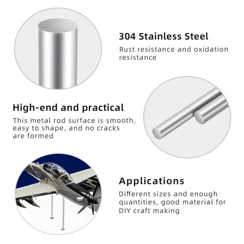 Mellewell 3/8" x 8" 304 Stainless Steel Rod, Metal Solid Shaft Smooth Round Rod for DIY Crafts, Industry and Metal Working Hobbies, 2 PCS in Saudi Arabia