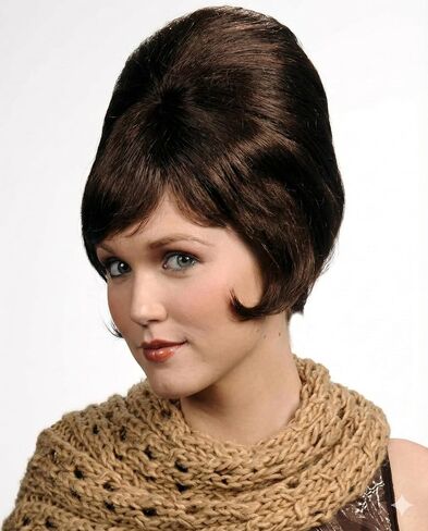 Beehive B-52 color BROWN - Enigma Wigs 1960s Theater Short Beahive Women Side Curl Bundle with Cap, MaxWigs Costume Wig Care Guide in Kuwait