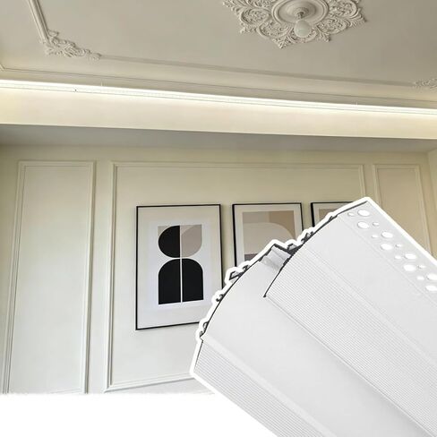 Decorative LED Channel System for Ceiling, Invisible Crown Molding Lighting Aluminum Profile, Bedroom Living Room Wall Washer Cove Moulding(2.4 m/7.8 ft) in Saudi Arabia
