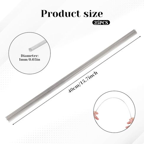 25Pcs 1mm Spring Wire Spring Steel Wire 40cm/15.7inch Straight Stainless Steel Wires for Springs Hard Music Wires Diameter 1 mm for DIY Crafts Model Airplane Helicopter Car in Saudi Arabia
