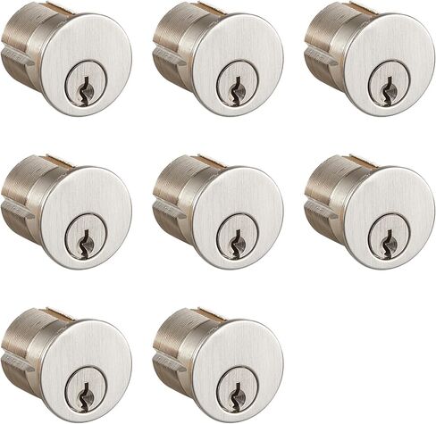 Commercial Mortise Cylinder 1-1/8", Solid Brass with Precision 6 Pin ANSI Grade 1, SC Keyway, Keyed Difference, Includes Two Keys for Each Cylinder (8 Packs) in Kuwait