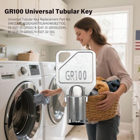 GR100 Commercial Laundry Key - Universal Tubular Key for Greenwald Whirlpool and Speed Queen Coin-Operated Washers and Dryers.Silver,Pack of 1 in Kuwait