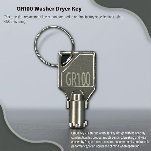 GR100 Commercial Laundry Key - Universal Tubular Key for Greenwald Whirlpool and Speed Queen Coin-Operated Washers and Dryers.Silver,Pack of 1 in Kuwait