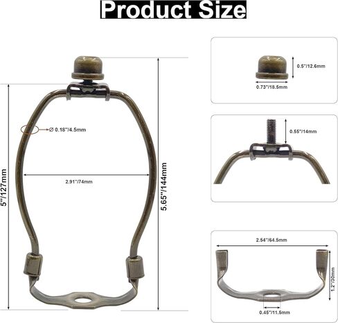 حاملات قيثارة مصباح مقاس 5 بوصات مع قواعد سرج قابلة للفصل، ودعامة خفيفة مع سرج قيثارة قياسي ونهاية مصباح، وعبوتان من ملحقات الإضاءة DIY (نحاس عتيق، 5 بوصات) in Kuwait