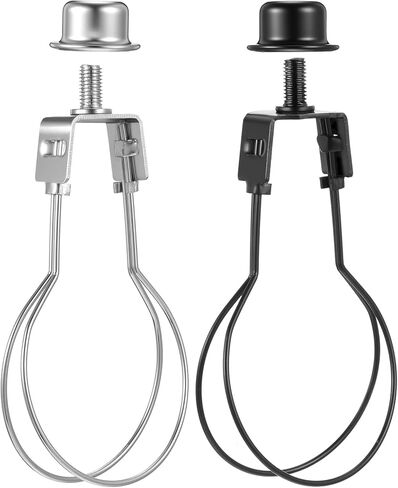 2Pcs Clip On Lamp Shade Adapter, Bulb Clip On Lampshade Holder for Standard Bulb, Includes Finial & Levellers No Need Lamp-Harp, Perfect for Desk Light Bulbs Easy to Install, Black & Gold in Saudi Arabia