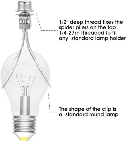 2Pcs Clip On Lamp Shade Adapter, Bulb Clip On Lampshade Holder for Standard Bulb, Includes Finial & Levellers No Need Lamp-Harp, Perfect for Desk Light Bulbs Easy to Install, Black & Gold in Saudi Arabia