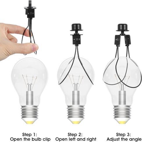 2Pcs Clip On Lamp Shade Adapter, Bulb Clip On Lampshade Holder for Standard Bulb, Includes Finial & Levellers No Need Lamp-Harp, Perfect for Desk Light Bulbs Easy to Install, Black & Gold in Saudi Arabia