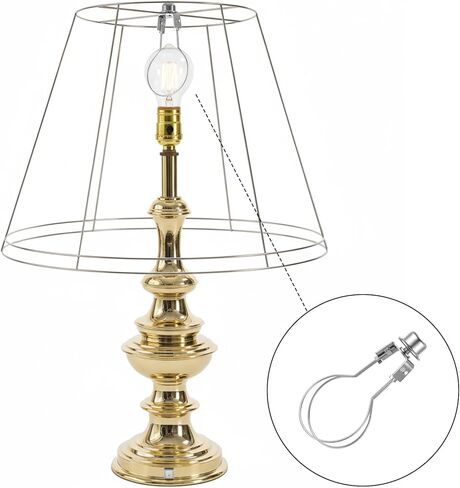 2Pcs Clip On Lamp Shade Adapter, Bulb Clip On Lampshade Holder for Standard Bulb, Includes Finial & Levellers No Need Lamp-Harp, Perfect for Desk Light Bulbs Easy to Install, Black & Gold in Saudi Arabia