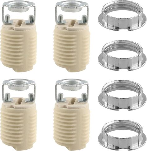 4PCS G9 Ceramic Lamp Holder Metal Outer Ring Full Thread Ceramic Lamp Socket with Plastic Adapter Suitable for Ceiling Lights Spotlights Halogen Bulb Holders LED Energy Saving Lamps in Saudi Arabia