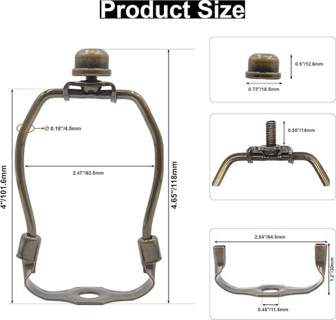 حاملات قيثارة مصباح مقاس 4 بوصات مع قواعد سرج قابلة للفصل، ودعامة خفيفة مع سرج قيثارة قياسي ونهاية مصباح، وعبوتان من ملحقات الإضاءة DIY (نحاس عتيق، 4 بوصات) in Kuwait