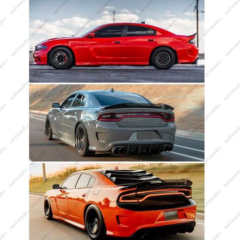 2 Piece Wickerbill Spoiler Compatible with 2015-2024 Dodge Charger, Venom Series V3 Style Fits for SRT Hellcat Scat Pack, Wicker Bill Trunk Tail Deck Lid Wing Lip with RivNut Tool in Saudi Arabia