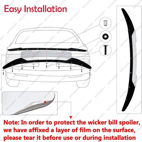 2 Piece Wickerbill Spoiler Compatible with 2015-2024 Dodge Charger, Venom Series V3 Style Fits for SRT Hellcat Scat Pack, Wicker Bill Trunk Tail Deck Lid Wing Lip with RivNut Tool in Saudi Arabia
