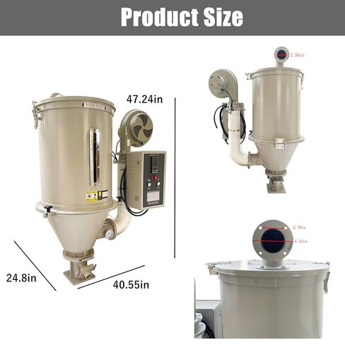 100kg Hopper Type Plastic Dryer Stainless Steel Hot Air Plastic Drying Machine 220V 5000W 3 Phase in Kuwait