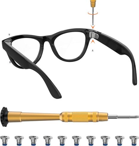 HiBloks Screwdriver and Screw Set for Ray-Ban Meta Wayfarer/Skyler/Headliner Gen 2 & Oakley Meta HSTN Eyeglass Temple Accessories, Includes 1Pc Screwdriver & 10Pcs Screws for Meta Gen 2 Smart Glasses in Kuwait