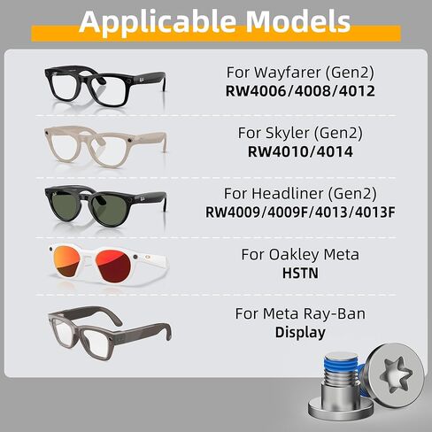 HiBloks Screwdriver and Screw Set for Ray-Ban Meta Wayfarer/Skyler/Headliner Gen 2 & Oakley Meta HSTN Eyeglass Temple Accessories, Includes 1Pc Screwdriver & 10Pcs Screws for Meta Gen 2 Smart Glasses in Kuwait