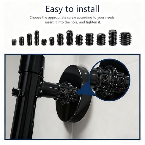 540 Pcs Metric Set Screws Assortment Kit, Hex Drive Set Screws for Bathroom Fixtures, M3 M4 M5 M6 M8 Allen Head Grub Screwss, Set Screw Assortment Kit for Door Handles Knobs Repair Furniture(Black) in Saudi Arabia