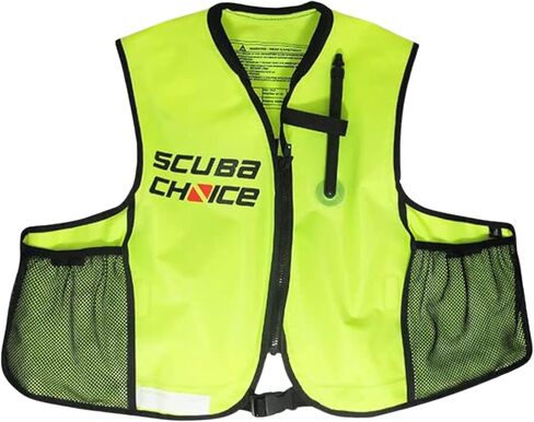 Scuba Choice Snorkel Jacket Vest with Pockets – High Visibility Neon Yellow, Adjustable Buoyancy, Mesh Pockets for Adult Waist Size 30"-52" (Snorkeling Oral Inflatable Vests) in Saudi Arabia