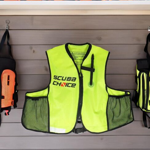 Scuba Choice Snorkel Jacket Vest with Pockets – High Visibility Neon Yellow, Adjustable Buoyancy, Mesh Pockets for Adult Waist Size 30"-52" (Snorkeling Oral Inflatable Vests) in Saudi Arabia