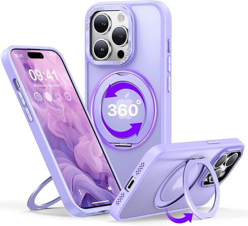 Qtlier for iPhone 15 Pro Case ، 360 ° Ring Ring Stand ، إطار الكاميرا المرتفع ، حالة مقاومة للصدمات متوافقة مع Magsafe ، Case for iPhone 15 Pro ، Blue Blue in Kuwait