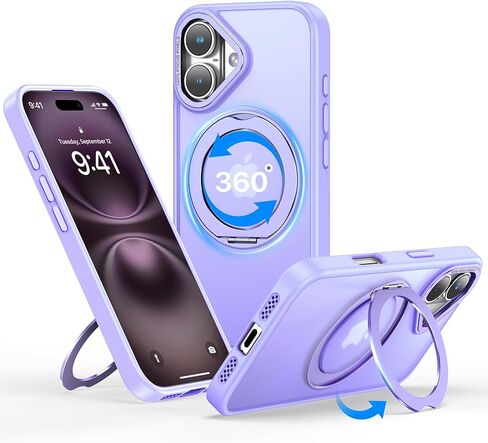 Qtlier for iPhone 15 Pro Case ، 360 ° Ring Ring Stand ، إطار الكاميرا المرتفع ، حالة مقاومة للصدمات متوافقة مع Magsafe ، Case for iPhone 15 Pro ، Blue Blue in Kuwait