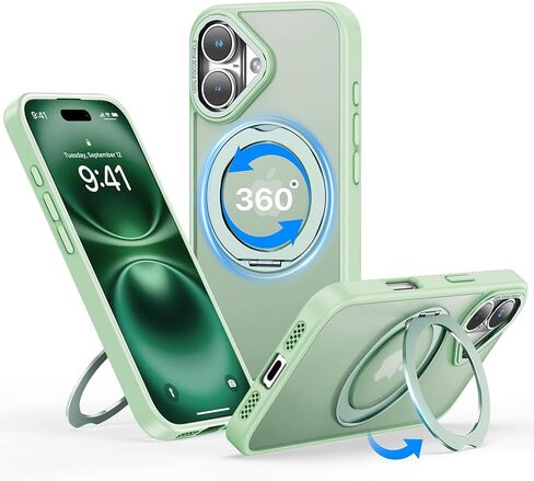 Qtlier for iPhone 15 Pro Case ، 360 ° Ring Ring Stand ، إطار الكاميرا المرتفع ، حالة مقاومة للصدمات متوافقة مع Magsafe ، Case for iPhone 15 Pro ، Blue Blue in Kuwait