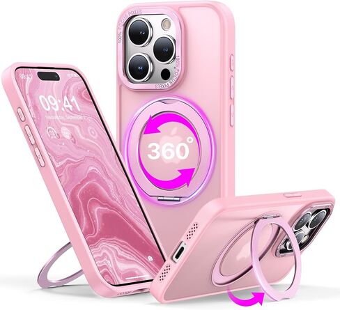 Qtlier for iPhone 15 Pro Case ، 360 ° Ring Ring Stand ، إطار الكاميرا المرتفع ، حالة مقاومة للصدمات متوافقة مع Magsafe ، Case for iPhone 15 Pro ، Blue Blue in Kuwait