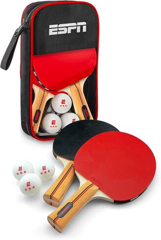 مجداف ESPN Ping Pong مع حقيبة سفر، مجداف تنس طاولة عالي الأداء مثالي للعب ليلاً والألعاب الداخلية والخارجية in Kuwait