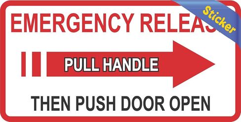 StickerTalk Emergency Release Pull Right Arrow Handle Safety Vinyl Sticker, 6 inches by 3 inches in Kuwait