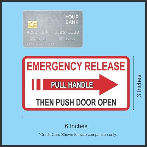 StickerTalk Emergency Release Pull Right Arrow Handle Safety Vinyl Sticker, 6 inches by 3 inches in Kuwait