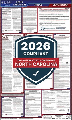2026 North Carolina and Federal Labor Law Poster (English, NC State) - OSHA Compliant All-in-One Laminated Poster, J. J. Keller & Associates, Inc. in Kuwait