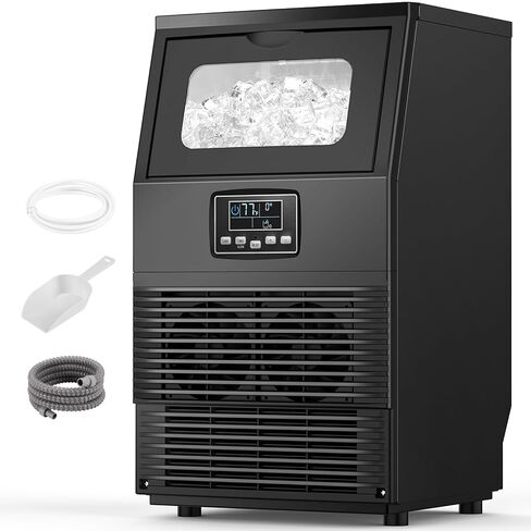 Commercial Ice Maker Machine, 66Lbs/24H with 8Lbs Storage Capacity, 32 Ice Cubes in 12-20 Mins, Self-Cleaning, Freestanding for Compact Cafe/Bar in Kuwait