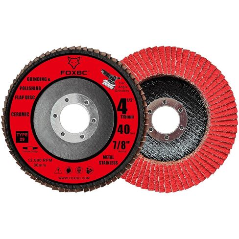 FOXBC 4 1/2 inch Ceramic Flap Disc for Angle Grinder, 40 Grit, Type 29, Grinding and Polishing for Metal, 10 Pack in Saudi Arabia