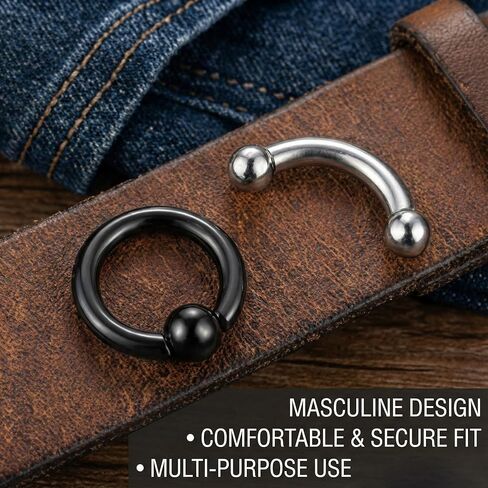 Anicina PA Rings Internally Threaded Circular Barbell Horseshoe Rings Spring Action Captive Bead Ring CBR Curved Barbell Bent Straight Barbell Surgical Steel 2G 4G 6G 8G 10G 12G Body Piercing Jewelry in Kuwait